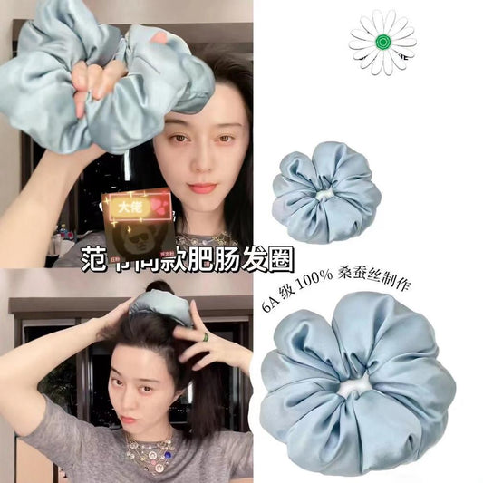 30mm Silk Pillow Hair Tie with a Width of 6.5cm, High Elasticity Hair Accessory for Women, Made of Mulberry Silk - image 1