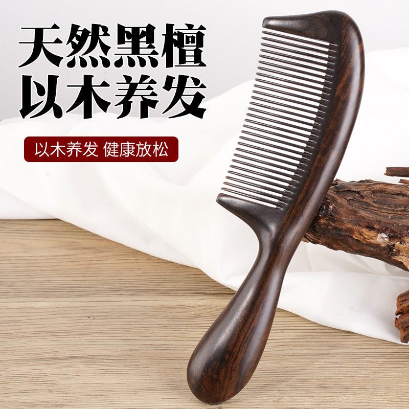 Ebonglide Wood Massage Wide Tooth Comb – Natural Ebony