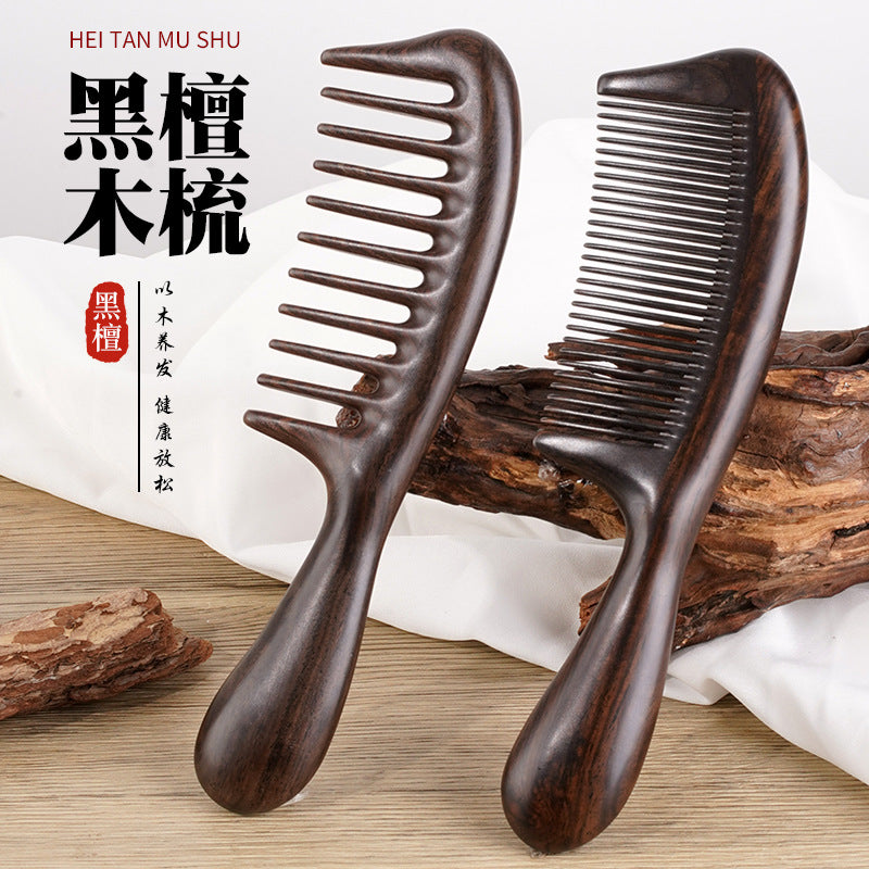 Ebonglide Wood Massage Wide Tooth Comb – Natural Ebony – view 2