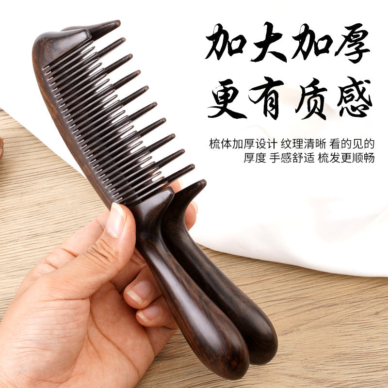 Ebonglide Wood Massage Wide Tooth Comb – Natural Ebony – view 3