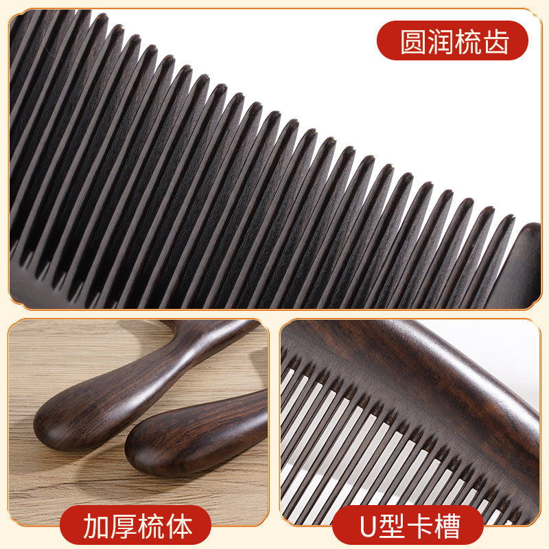 Ebonglide Wood Massage Wide Tooth Comb – Natural Ebony – view 4
