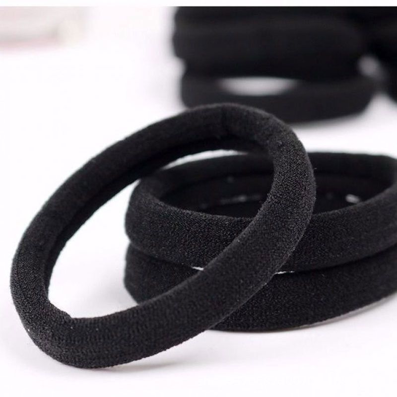 4cm black head rope seamless towel ring high elasticity does not hurt hair ring hair black holster hair ring wholesale - image 3