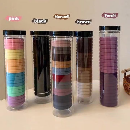 Canned 20-Piece Rubber Band for Women, Seamless High-Elastic Hair Tie with Ponytail, Durable Hair Rope, Black Non-Harming Towel Ring - image 1
