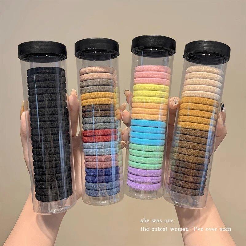 Canned 20-Piece Rubber Band for Women, Seamless High-Elastic Hair Tie with Ponytail, Durable Hair Rope, Black Non-Harming Towel Ring - image 3