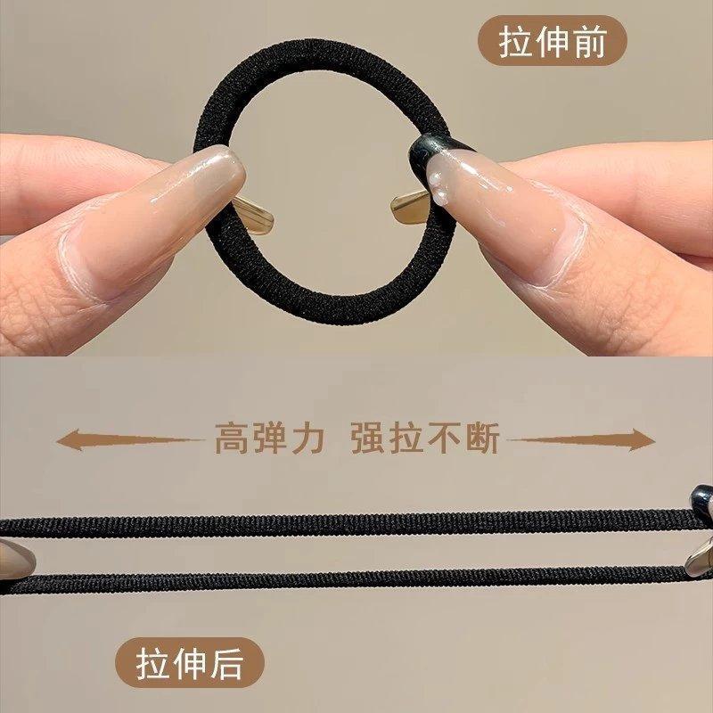 Canned 20-Piece Rubber Band for Women, Seamless High-Elastic Hair Tie with Ponytail, Durable Hair Rope, Black Non-Harming Towel Ring - image 4