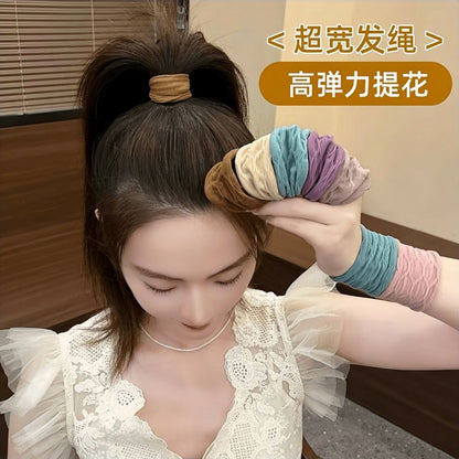 High Elastic Super Wide Seamless Headline High-grade Hair Accessories No Hair Injury Rubber Tendon Girl's High Paytail Mask Muscle Hair Ring - image 1