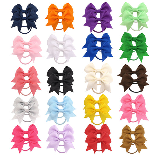 Cross-border 6cm Solid Color Rib with Bow Hair Rope Hair Ring Female Children Swallow Tail Rubber Band Baby Hair Rope Hair Accessories - image 1