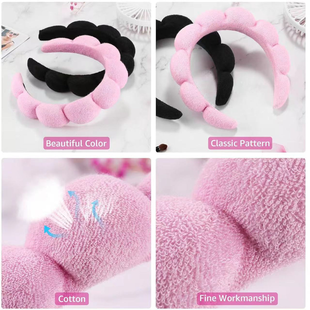 Amazon Wash Face Wrist Band Explosions Hair Band suit High Cranial Top Sponge Twist Cloud Headband Combination Hair Accessories - image 4