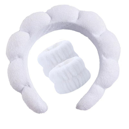Amazon Wash Face Wrist Band Explosions Hair Band suit High Cranial Top Sponge Twist Cloud Headband Combination Hair Accessories - image 5