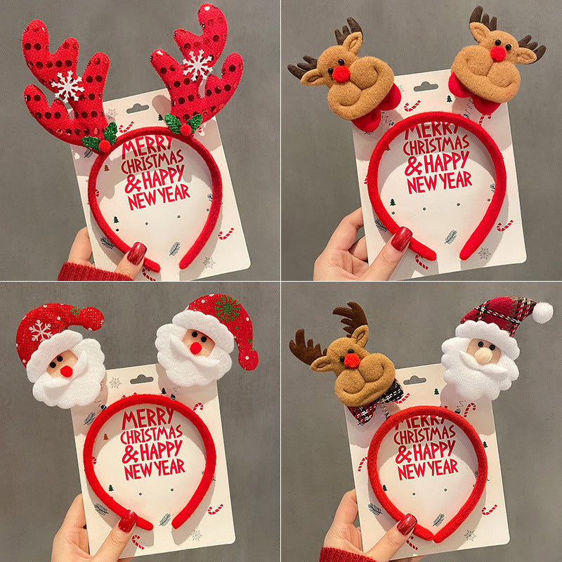 Christmas Headband Women Christmas Antlers Hair Stamp Headwear Holiday Decorative Gift Big Bow Headband Hair Accessories Headwear - image 1