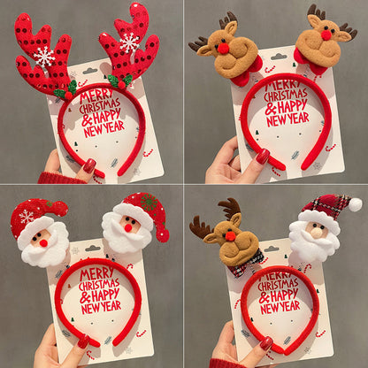 Christmas Headband Women Christmas Antlers Hair Stamp Headwear Holiday Decorative Gift Big Bow Headband Hair Accessories Headwear - image 1