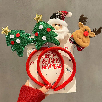 Christmas Headband Women Christmas Antlers Hair Stamp Headwear Holiday Decorative Gift Big Bow Headband Hair Accessories Headwear - image 2