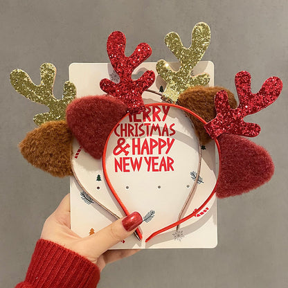 Christmas Headband Women Christmas Antlers Hair Stamp Headwear Holiday Decorative Gift Big Bow Headband Hair Accessories Headwear - image 4