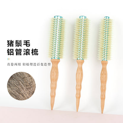 Barber shop curly hair styling roll comb pig mane inner buckle cylinder roll comb blowing hair fluffy hair root roll bangs comb - image 1