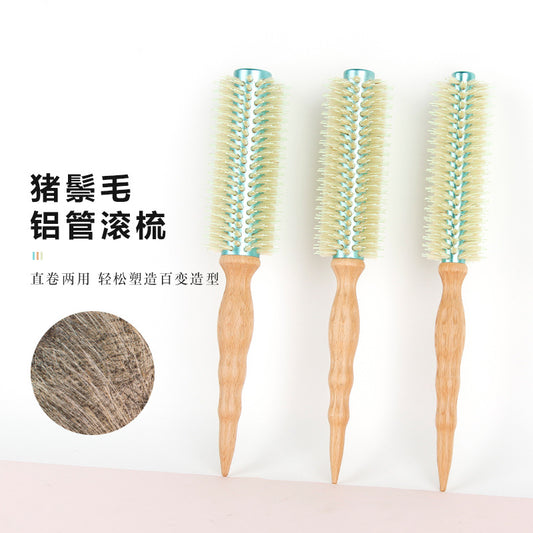 Barber shop curly hair styling roll comb pig mane inner buckle cylinder roll comb blowing hair fluffy hair root roll bangs comb - image 1