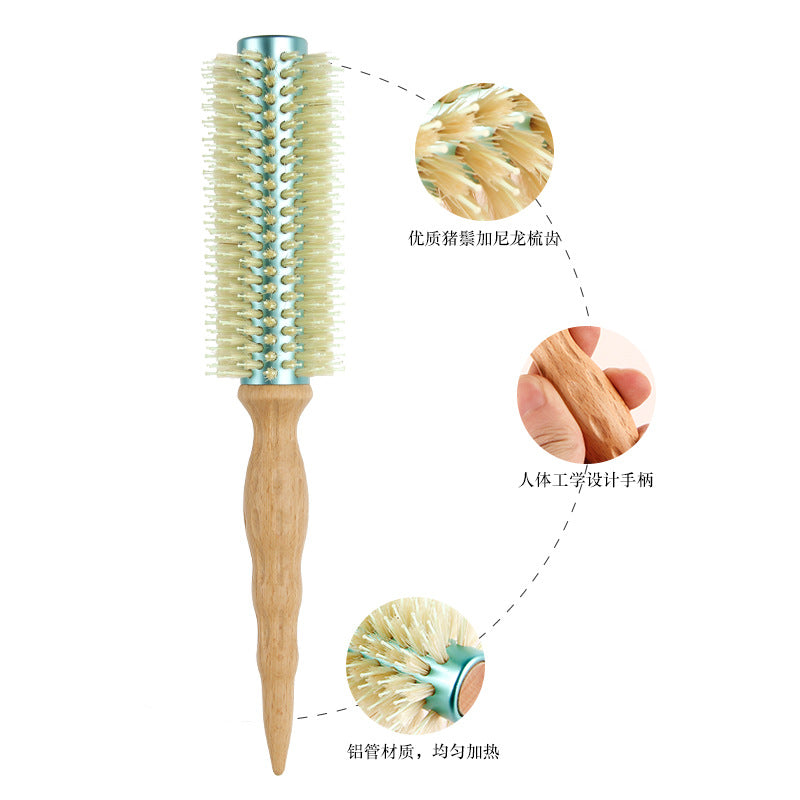 Barber shop curly hair styling roll comb pig mane inner buckle cylinder roll comb blowing hair fluffy hair root roll bangs comb - image 3