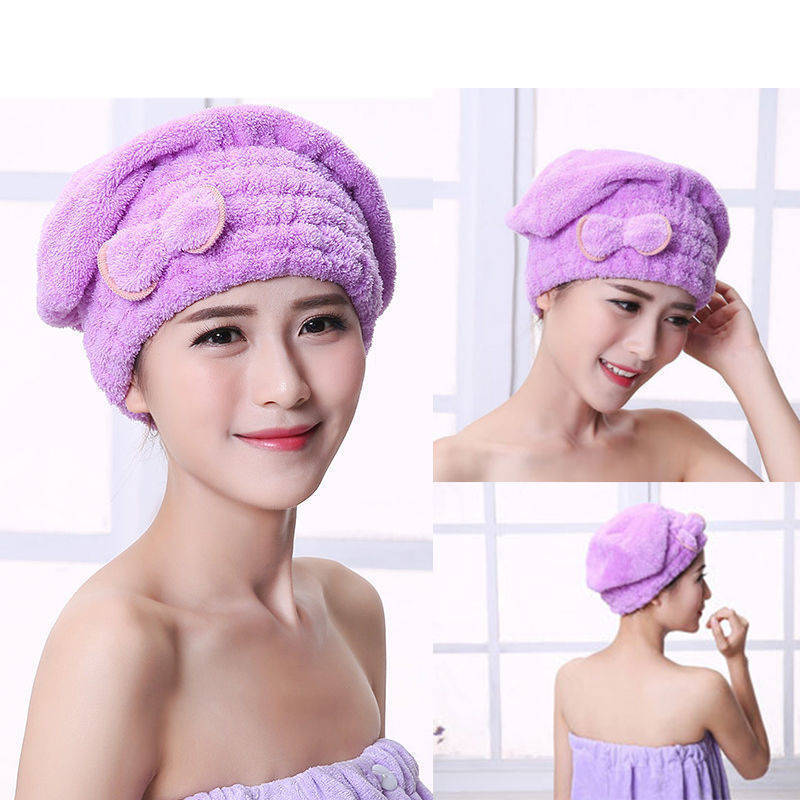 [Accelerated Absorbent Dry Hair Artifact] Coral Velvet Thickened Absorbent Quick Dry Hair Cap Thickened Shower Cap Without Hair - image 2