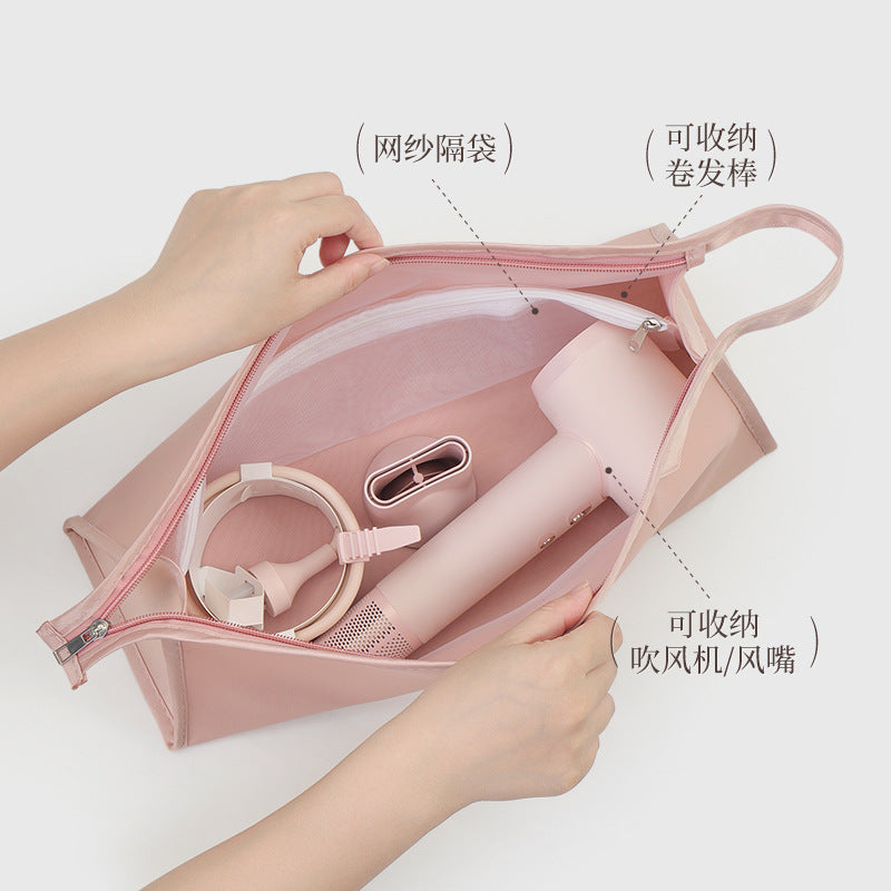 Hair Dryer Storage Bag Wall Hanging Punch-free Travel Portable Perspective Storage Mesh Bag Cosmetic Curling Rod Storage Bag - image 3