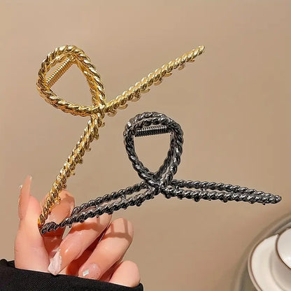 Fashion Metal Twist Shark Clip Simple Shark Clip Advanced Sense Ponytail Clip Cold Style Hairpin Light Luxury Large Hair Accessories - image 4