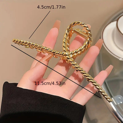 Fashion Metal Twist Shark Clip Simple Shark Clip Advanced Sense Ponytail Clip Cold Style Hairpin Light Luxury Large Hair Accessories - image 5