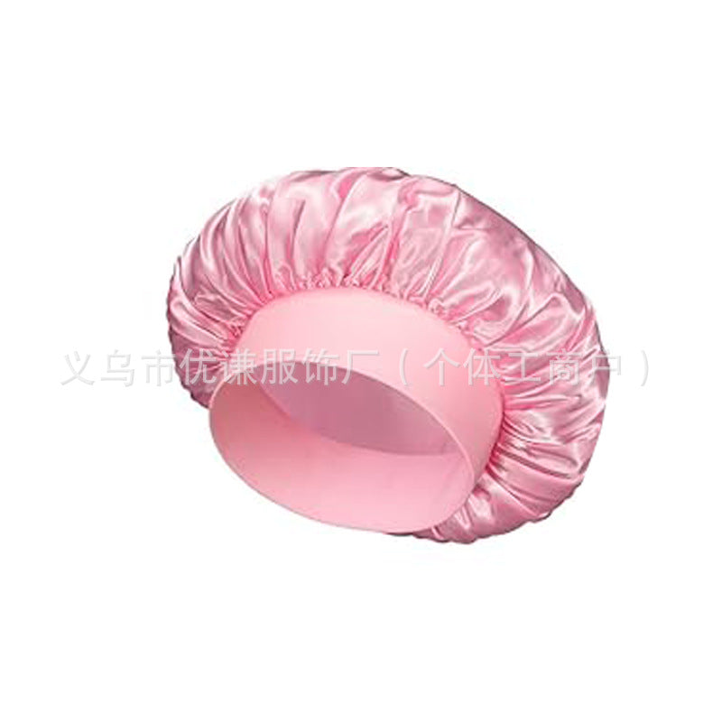 Amazon Women's Wide-brimmed High Stretch Hat Satin Nightcap Hair Shower Cap High-end Material Satin Hair Care Cap - image 4