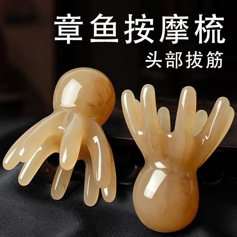 [Shake Sound Explosions] Octopus Massage Comb Head Meridian Massager Scalp Acupoint Head Therapy Comb Octopus Portable - image 1