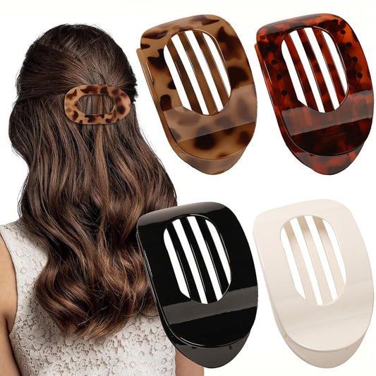 Cross-border New Flat Oval Hairpin Back Head Disc Hair Grab Clip Curved Arc Design Elegant Shark Clip Hair Accessories - image 1