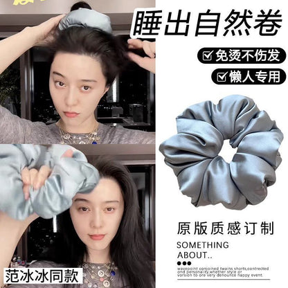 Upgraded 160g Filled Cotton Cyber Celebrity Same Pillow Sleep Hair Ring New Large Silk Filled Large Intestine Hair Ring - image 1