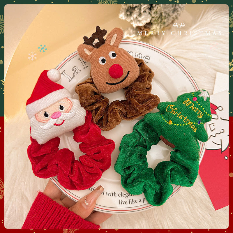 Christmas Hair Accessories, Hair Ties, Cute Santa Claus, Reindeer, Christmas Tree Hair Ties, Handmade Headwear - image 1