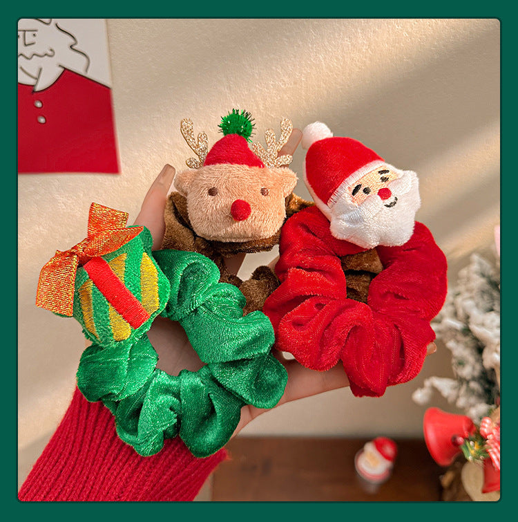 Christmas Hair Accessories, Hair Ties, Cute Santa Claus, Reindeer, Christmas Tree Hair Ties, Handmade Headwear - image 2