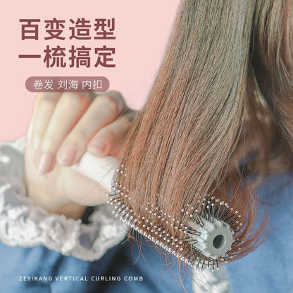 Curly Hair Comb Women's Long Hair Inner Buckle Special Household Roll Comb Fluffy Artifact Blowing Hair Straight Hair Styling Cylinder Comb - image 3