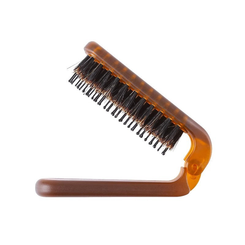 Amber-Colored Folding Comb with Imitation Boar Bristles That Won'T Hurt the Scalp, Small and Portable Travel Folding Comb with Boar Bristles - image 5