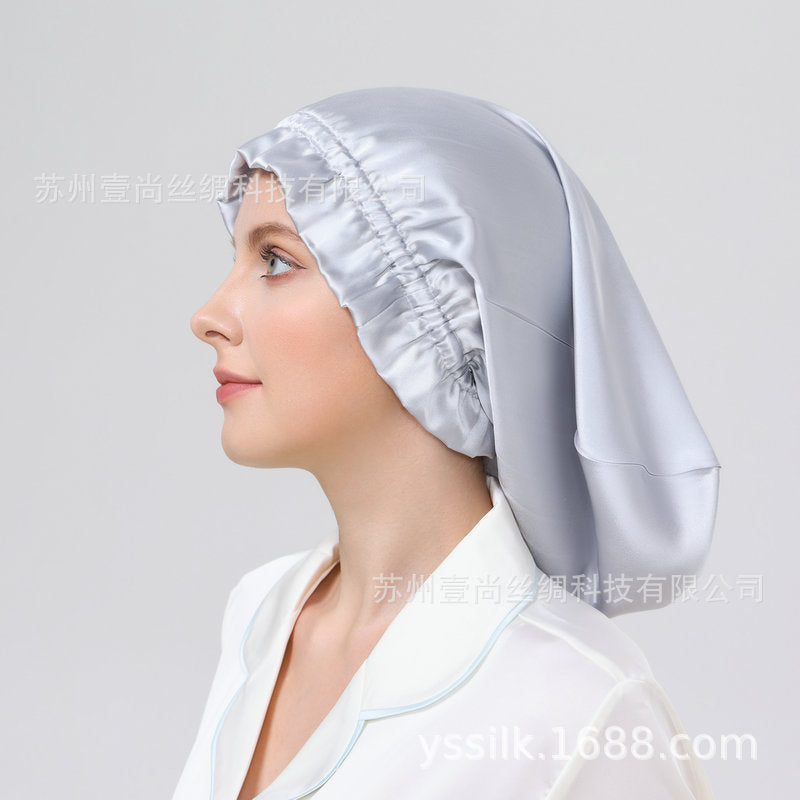 Silk Long Nightcap Long Hat Fungus Lace Mulberry Silk Women's Home Long Hair Hat Hot Sale Amazon - image 3