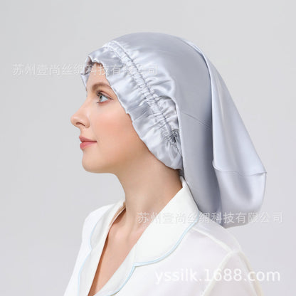 Silk Long Nightcap Long Hat Fungus Lace Mulberry Silk Women's Home Long Hair Hat Hot Sale Amazon - image 3