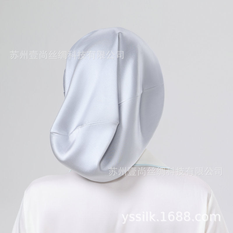 Silk Long Nightcap Long Hat Fungus Lace Mulberry Silk Women's Home Long Hair Hat Hot Sale Amazon - image 4