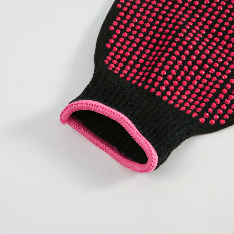 Hair Perm Silicone Heat Insulated Non-slip Hair Rod Straightener Gloves 250 Degree Heat Insulated Bead Knitted Gloves - image 2