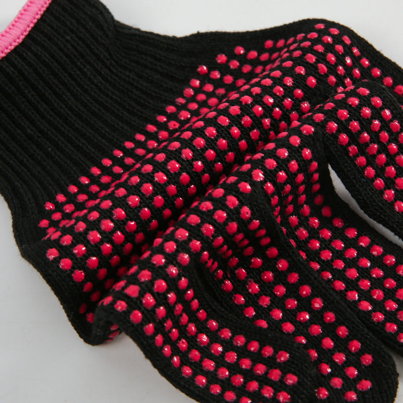 Hair Perm Silicone Heat Insulated Non-slip Hair Rod Straightener Gloves 250 Degree Heat Insulated Bead Knitted Gloves - image 3
