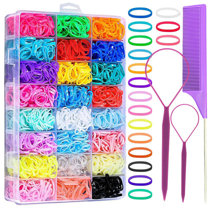 Cross-Border Exclusive Children's Colorful Hair Ties 24/28/32 Colors Boxed Hair Ropes Hair Pullers Hair Needles Pointed Tail Comb - image 1