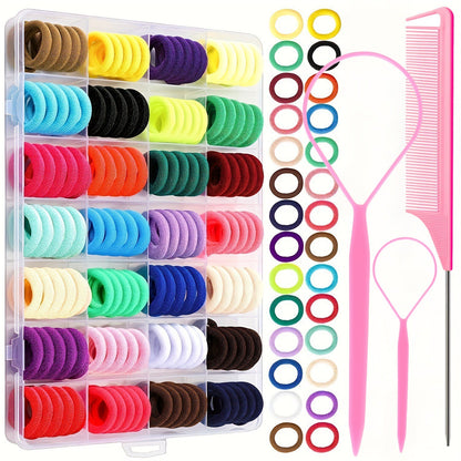 Cross-Border Exclusive Children's Colorful Hair Ties 24/28/32 Colors Boxed Hair Ropes Hair Pullers Hair Needles Pointed Tail Comb - image 4