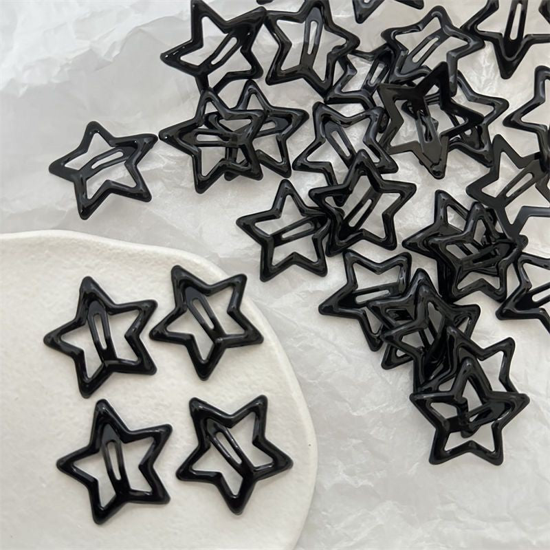 Ins five-pointed star clip drop oil black star pair clip bangs clip hairpin side clip broken hair girl hairpin princess - image 1