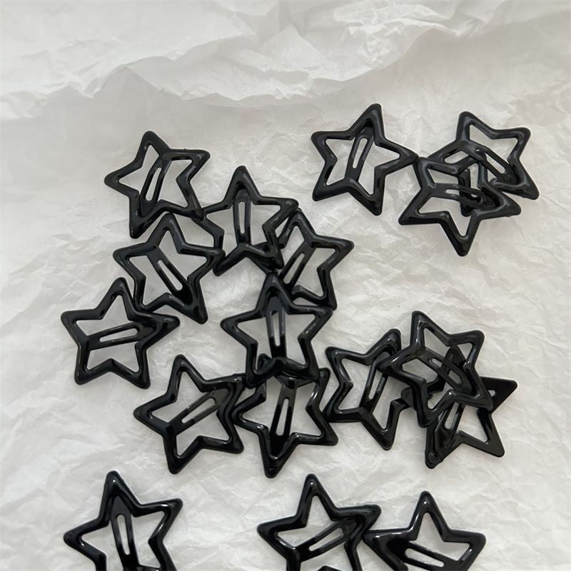Ins five-pointed star clip drop oil black star pair clip bangs clip hairpin side clip broken hair girl hairpin princess - image 2