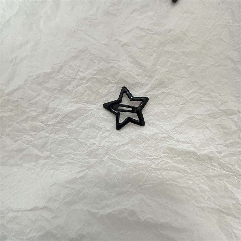 Ins five-pointed star clip drop oil black star pair clip bangs clip hairpin side clip broken hair girl hairpin princess - image 3