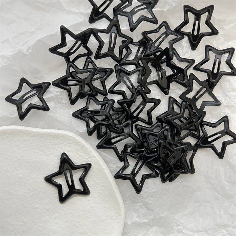 Ins five-pointed star clip drop oil black star pair clip bangs clip hairpin side clip broken hair girl hairpin princess - image 4