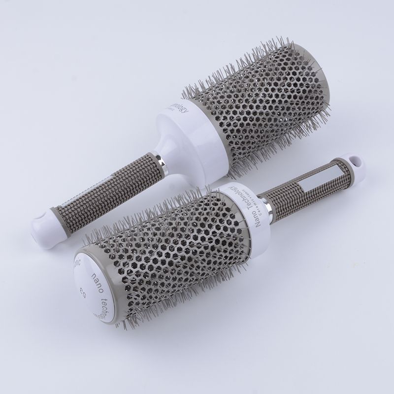 Cylinder curly hair professional styling gray handle Amazon thermal conductivity air aluminum tube ceramic roll comb hair comb - image 2