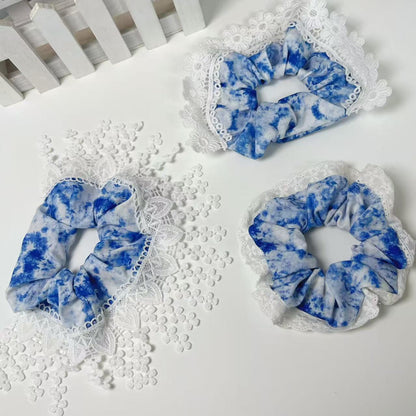 2025 new ethnic blue lace hair ring Yunnan Dali blue jewelry blue lace large intestine hair ring - image 2