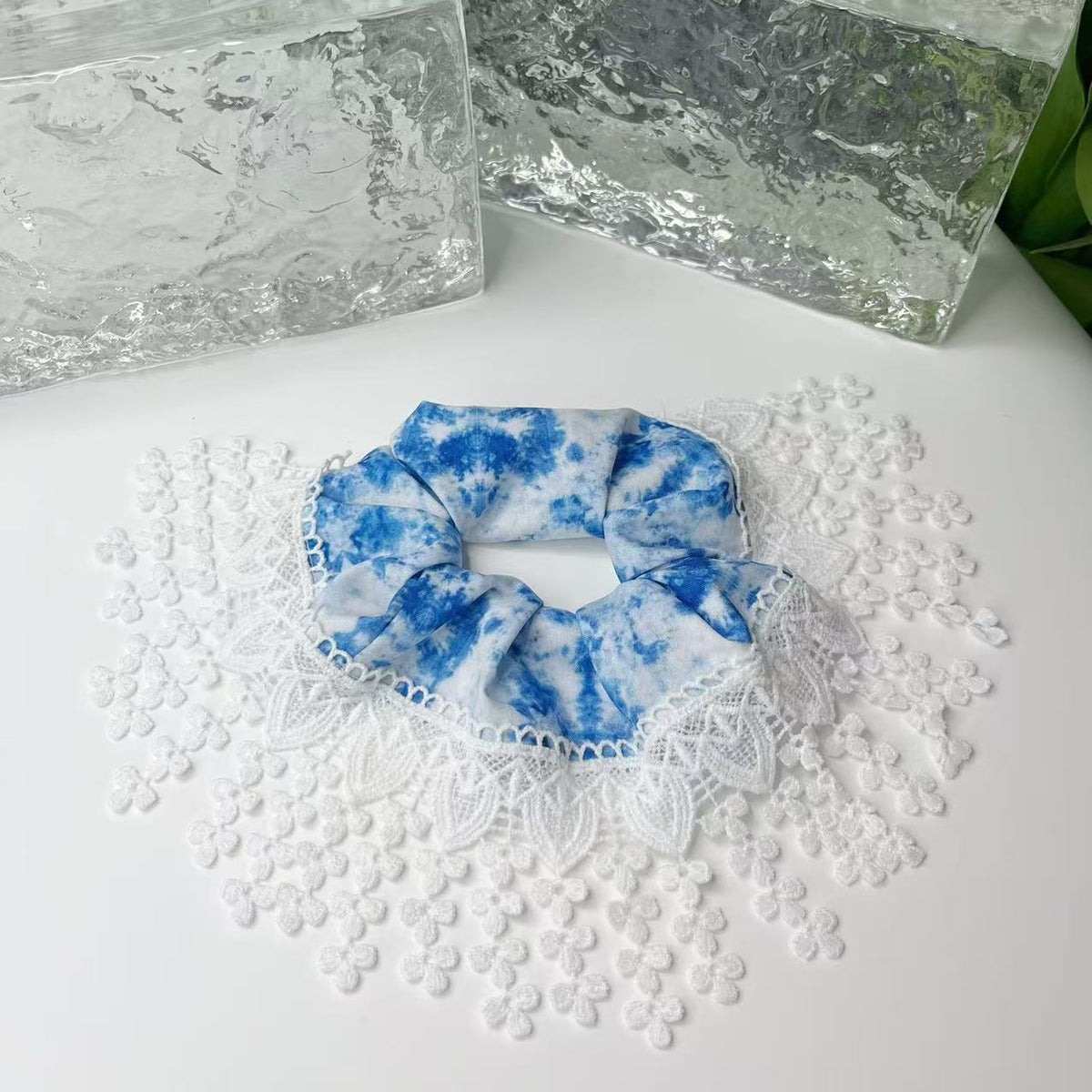 2025 new ethnic blue lace hair ring Yunnan Dali blue jewelry blue lace large intestine hair ring - image 3