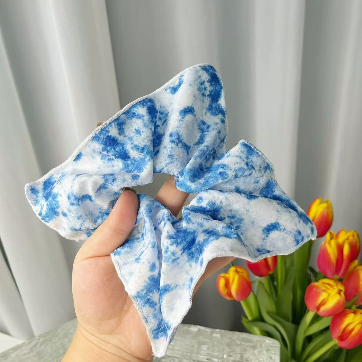 2025 new ethnic blue lace hair ring Yunnan Dali blue jewelry blue lace large intestine hair ring - image 4