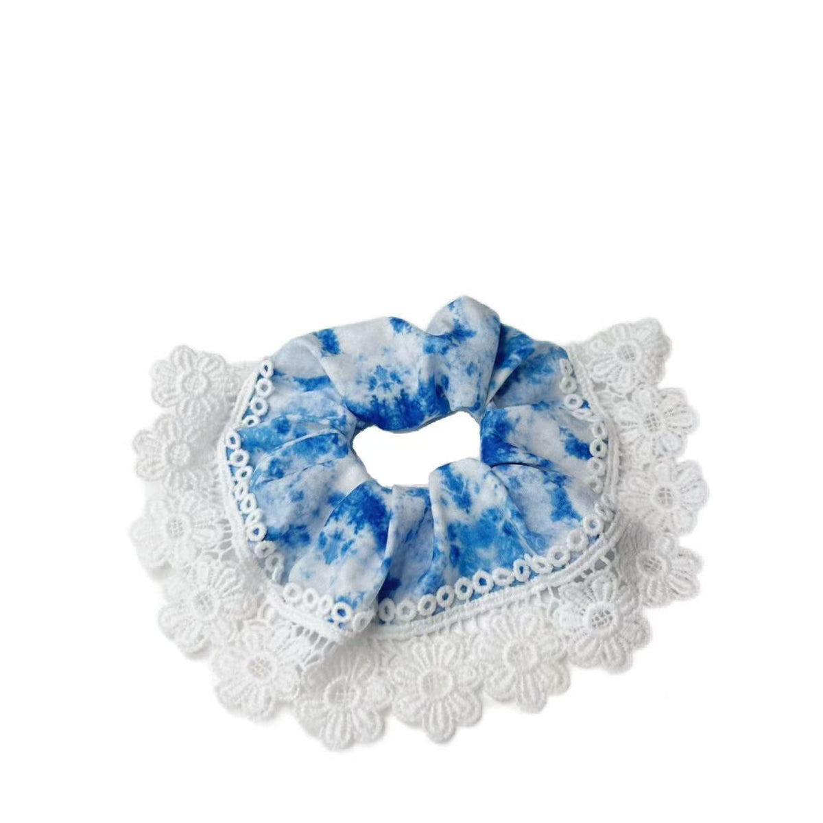2025 new ethnic blue lace hair ring Yunnan Dali blue jewelry blue lace large intestine hair ring - image 5