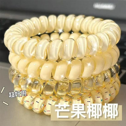 Korean Girl's High-Quality Grape Coconut Polka Dot Phone Cord Hair Tie Summer Fresh and Versatile Headband Seamless Rubber Band - image 1