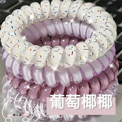 Korean Girl's High-Quality Grape Coconut Polka Dot Phone Cord Hair Tie Summer Fresh and Versatile Headband Seamless Rubber Band - image 3